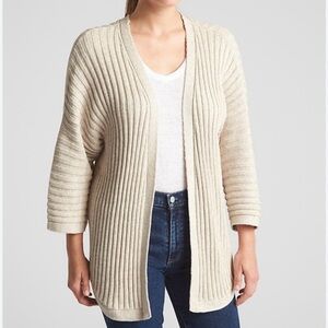 GAP Women's Light Beige Open-Front Plaited Rib Cotton‎ Cardigan Size Small